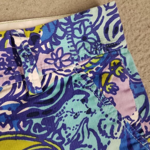 Lilly Pulitzer Callahan Short Women's 00 Chino Mini Floral Paisley Beach Purple - Picture 3 of 13